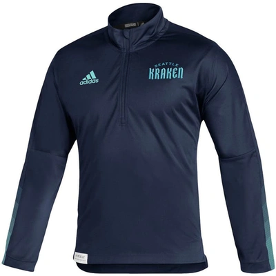 Shop Adidas Originals Adidas Deep Sea Blue Seattle Kraken Primeblue Quarter-zip Jacket In Navy