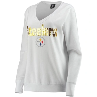 Shop Cuce White Pittsburgh Steelers Victory V-neck Pullover Sweatshirt