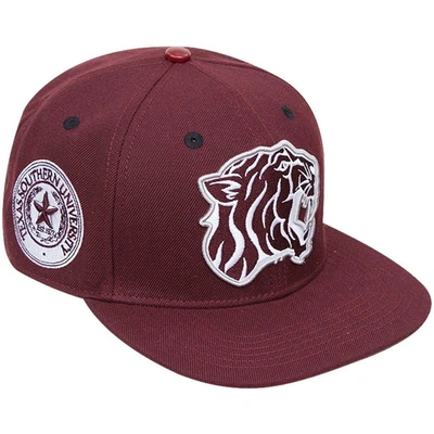 Shop Pro Standard Maroon Texas Southern Tigers Evergreen Mascot Snapback Hat