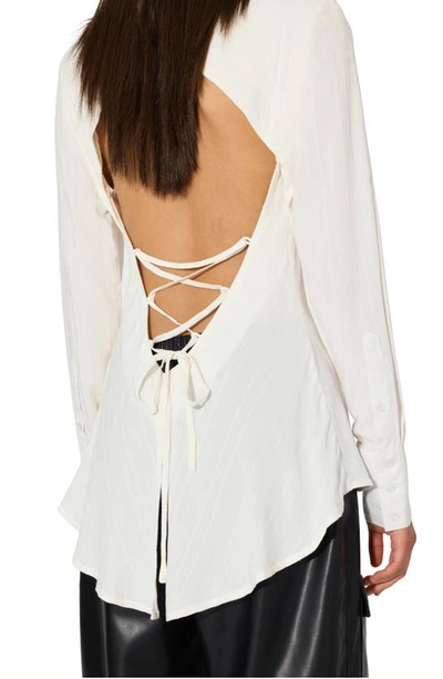 Shop Something New Nadia Open Tie Back Blouse In Snow White