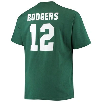Shop Fanatics Branded Aaron Rodgers Green Green Bay Packers Big & Tall Player Name & Number T-shirt