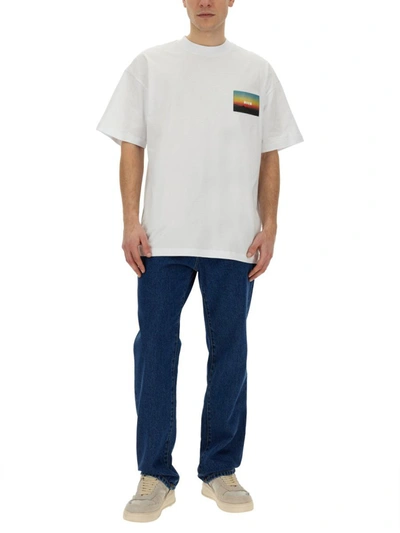 Shop Msgm T-shirt With "sunset" Patch Application In White