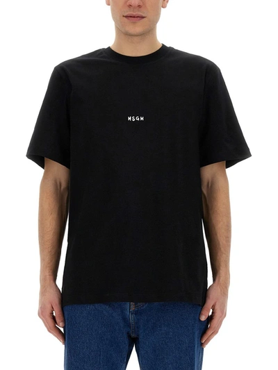 Shop Msgm T-shirt With Logo In Black