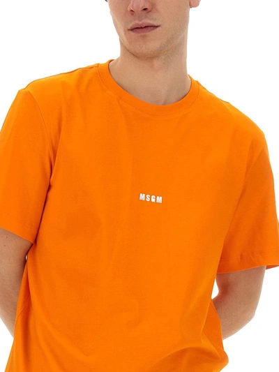 Shop Msgm T-shirt With Logo In Orange