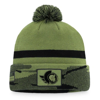 Shop Fanatics Branded Camo Ottawa Senators Military Appreciation Cuffed Knit Hat With Pom