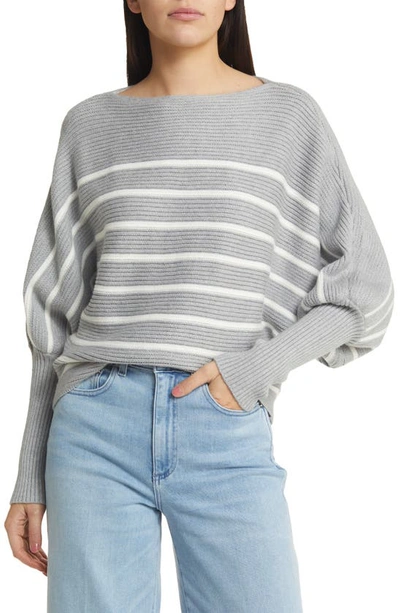 Shop Joe's The Karina Breton Stripe Crop Sweater In Heather Grey/ White