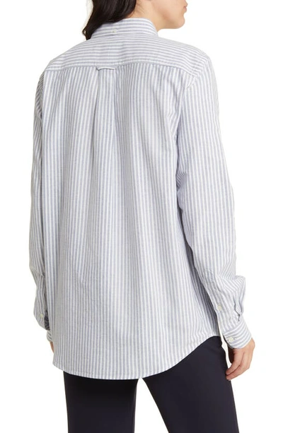 Shop Closed Stripe Long Sleeve Cotton Button-down Shirt In Smokey Blue