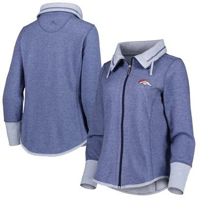 Shop Tommy Bahama Heathered Navy Denver Broncos Sport Sun Fade Full-zip Sweatshirt In Heather Navy