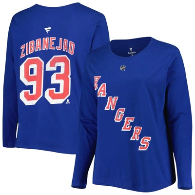 Shop Profile Mika Zibanejad Blue New York Rangers Plus Size Name & Number Long Sleeve T-shirt