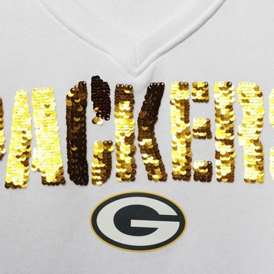 Shop Cuce White Green Bay Packers Victory V-neck Pullover Sweatshirt