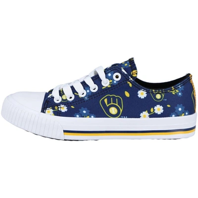 Shop Foco Navy Milwaukee Brewers Flower Canvas Allover Shoes