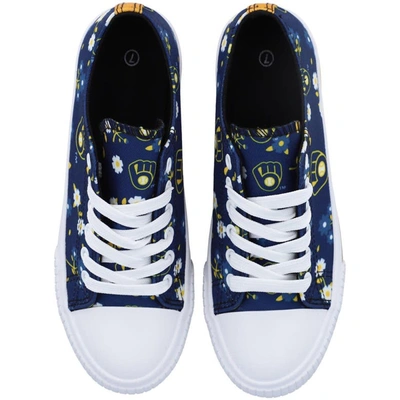 Shop Foco Navy Milwaukee Brewers Flower Canvas Allover Shoes