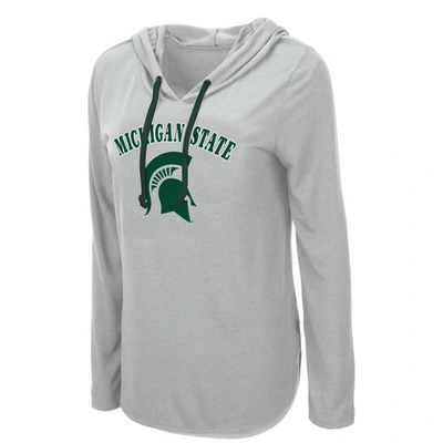 Shop Colosseum Heather Gray Michigan State Spartans My Lover Lightweight Hooded Long Sleeve T-shirt