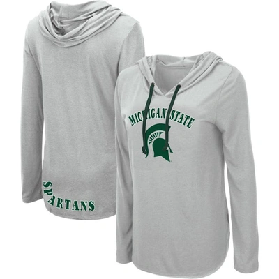 Shop Colosseum Heather Gray Michigan State Spartans My Lover Lightweight Hooded Long Sleeve T-shirt