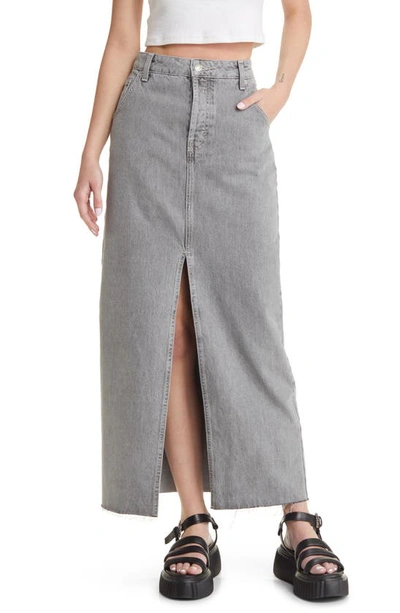 Shop Topshop Nonstretch Denim Maxi Skirt In Grey