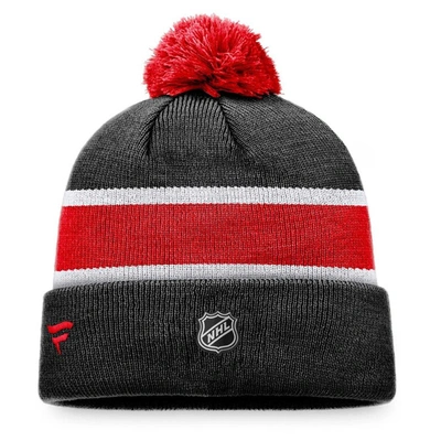 Shop Fanatics Branded Black/red Ottawa Senators Breakaway Cuffed Knit Hat With Pom