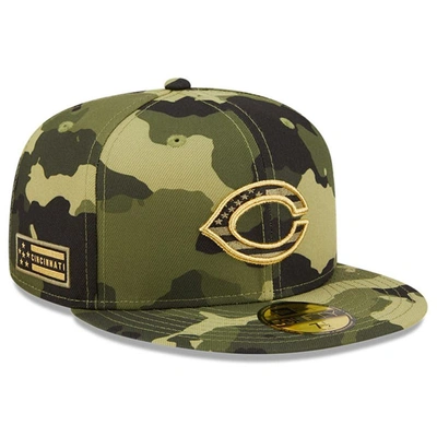 Shop New Era Camo Cincinnati Reds 2022 Armed Forces Day On-field 59fifty Fitted Hat