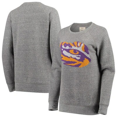 Shop Pressbox Heathered Gray Lsu Tigers Big Team Logo Knobi Fleece Tri-blend Crew Neck Sweatshirt In Heather Gray