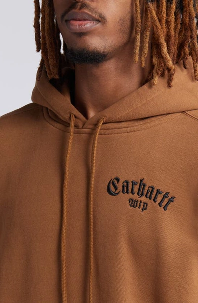Shop Carhartt Onyx Script Cotton Graphic Hoodie In Hamilton Brown / Black