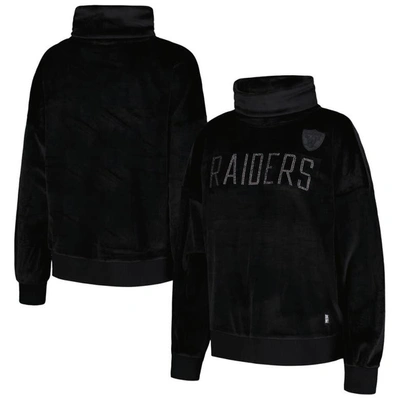 Shop Dkny Sport Black Las Vegas Raiders Deliliah Rhinestone Funnel Neck Pullover Sweatshirt