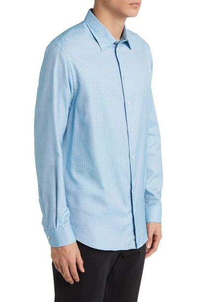 Shop Emporio Armani Micropattern Sport Shirt In Solid Medium Blue