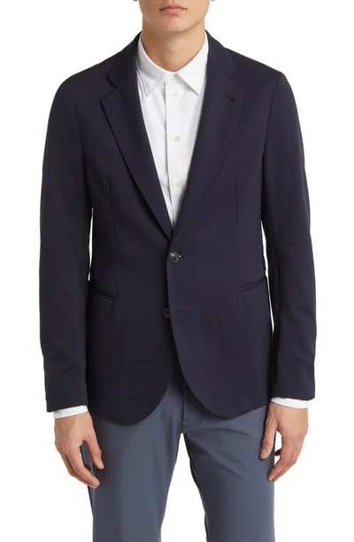 Shop Emporio Armani Rice Stitch Sport Coat In Solid Blue Navy