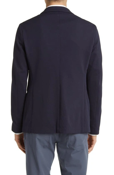 Shop Emporio Armani Rice Stitch Sport Coat In Solid Blue Navy