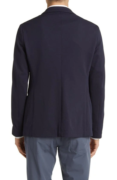 Emporio Armani Rice Stitch Sport Coat In Solid Blue Navy