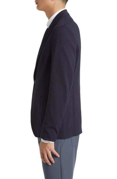 Emporio Armani Rice Stitch Sport Coat In Solid Blue Navy