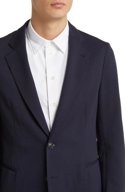 Shop Emporio Armani Rice Stitch Sport Coat In Solid Blue Navy