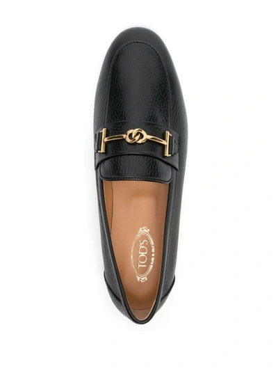 Tod's Leather Loafers With Bow In Black
