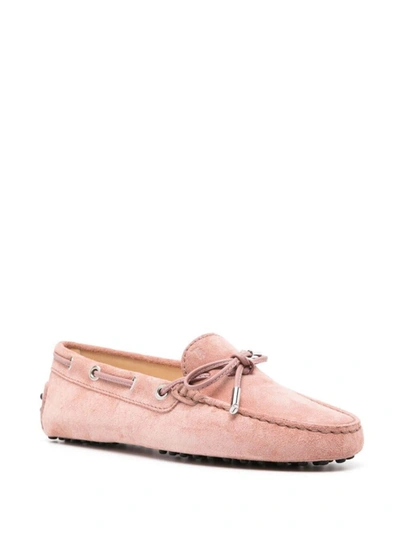 Tod's Suede Loafers Shoes In Pink & Purple