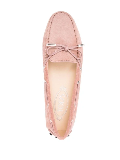 Tod's Suede Loafers Shoes In Pink & Purple