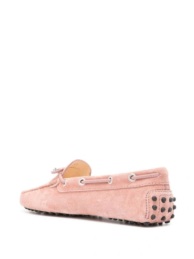 Tod's Suede Loafers Shoes In Pink & Purple