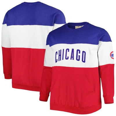 Shop Profile Royal/red Chicago Cubs Big & Tall Pullover Sweatshirt