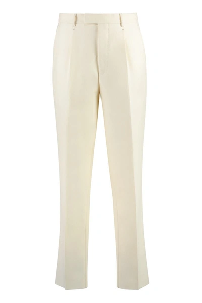 Shop Zegna Chino Pants In Wool In Panna