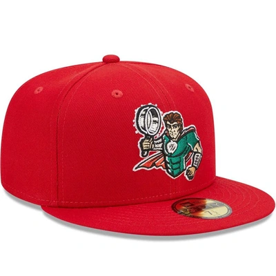 Shop New Era Red Fort Wayne Tincaps Marvel X Minor League 59fifty Fitted Hat