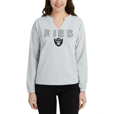 Shop Concepts Sport Gray Las Vegas Raiders Sunray Notch Neck Long Sleeve T-shirt