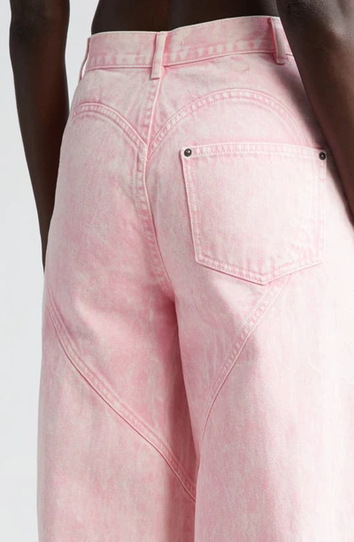 Shop Area Crystal Slit Wide Leg Jeans In Powder Pink