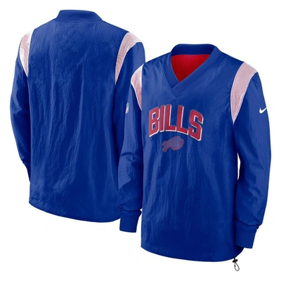 Shop Nike Royal Buffalo Bills Sideline Athletic Stack V-neck Pullover Windshirt Jacket