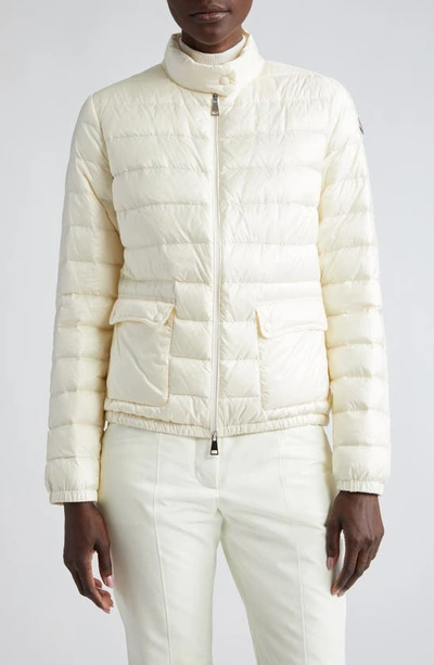 Shop Moncler Lans Down Jacket In Silk White