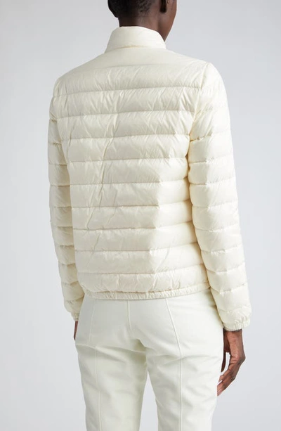 Moncler White Crop Down Jacket With Drawstring In Silk White
