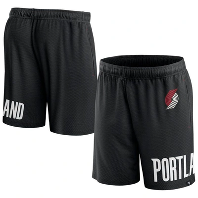 Shop Fanatics Branded Black Portland Trail Blazers Free Throw Mesh Shorts