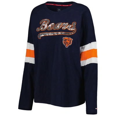 Shop Tommy Hilfiger Navy Chicago Bears Justine Long Sleeve Tunic T-shirt