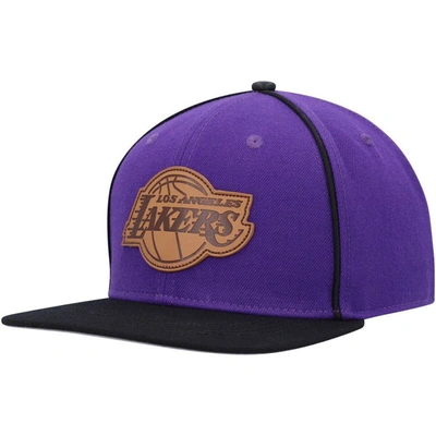 Shop Pro Standard Purple/black Los Angeles Lakers Heritage Leather Patch Snapback Hat