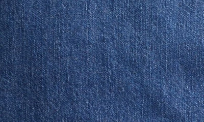 Shop Valentino Logo Detail Bleached Stripe Denim Shirt Jacket In Medium Blue Denim