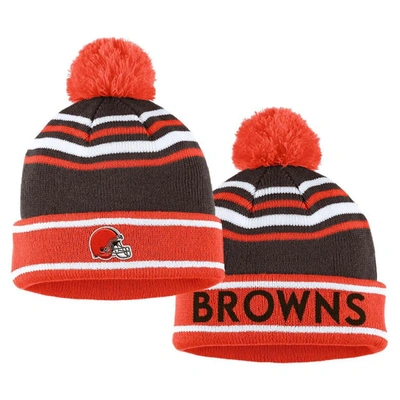 Shop Wear By Erin Andrews Orange Cleveland Browns Colorblock Cuffed Knit Hat With Pom And Scarf Set