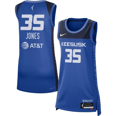 Shop Nike Jonquel Jones Blue Connecticut Sun 2021 Rebel Edition Victory Player Jersey