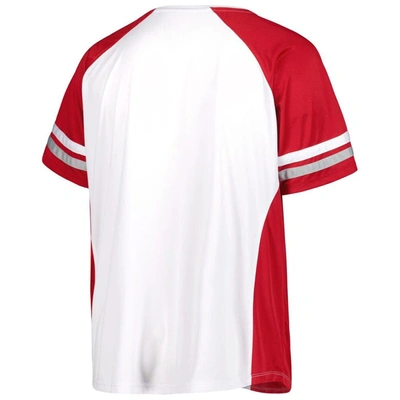 Shop Profile White Oklahoma Sooners Plus Size Stripe Raglan Notch Neck T-shirt