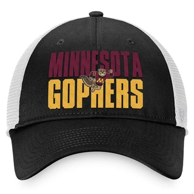 Shop Top Of The World Black/white Minnesota Golden Gophers Stockpile Trucker Snapback Hat